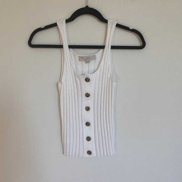 LOFT Tops - NWT - Y2K Chic Ribbed Tank Top Button-Up Sweater by The Loft - Size S